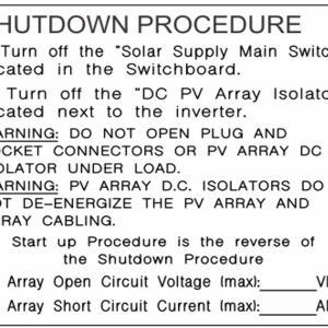 Shut down Procedures